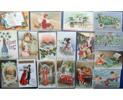 Postcards, Greetings, a selection of approx. 30 cards inc. Valentines, Christmas, Birthday, Santa (purple robes), embossed, M