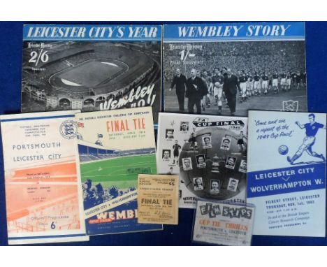 Football, Leicester City, FAC selection 1949 inc. Final programme v Wolves, semi-final v Portsmouth (at Highbury), 2 Leiceste