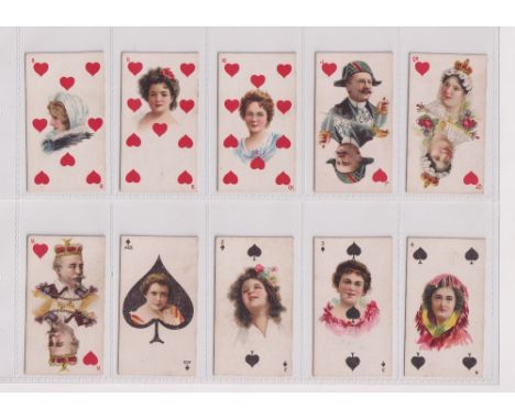 Cigarette cards, USA, ATC, Beauties (playing card inset) (blue net back) (set, 52 cards + 1 duplicate) (gd)
