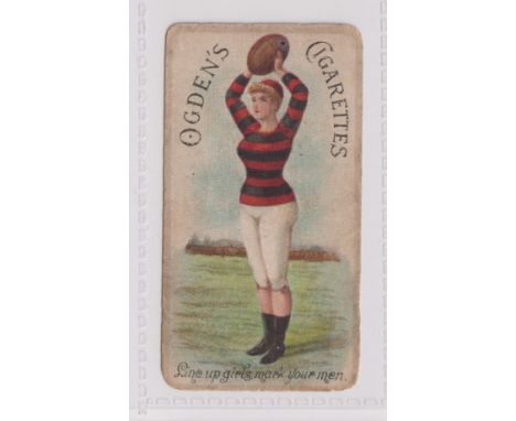 Cigarette card, Ogdens, Cricket &amp; Football Women (Gold Medal), type card, ref book 115 item no 69, picture no 10 (fair sl