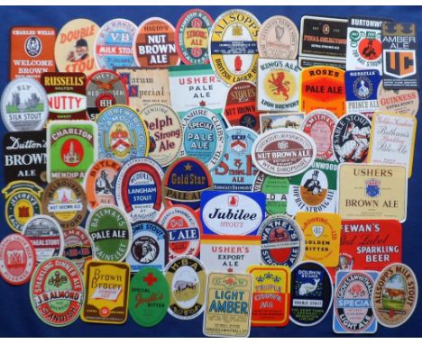 Beer labels, a mixed collection of approx. 60 labels, various brewers, shapes and sizes inc. Jeffrey's Edinburgh, Bateman's W