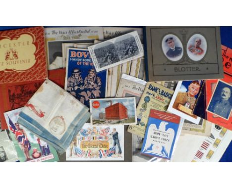 Military Ephemera, 40+ items to include a cotton handkerchief depicting 'The Hero Bugler John J. Shurlock, 5th Lancers', Heck