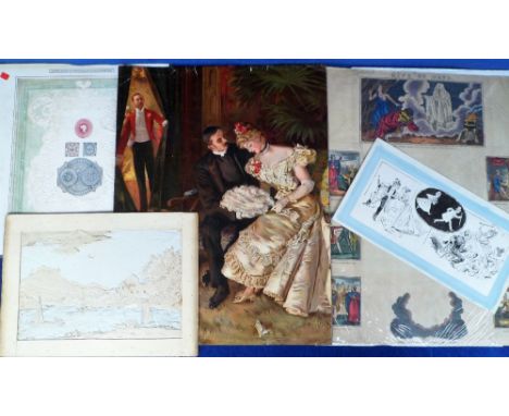 Victorian Ephemera, to include a compound plate print by Charles Whiting, a hold to light tissue landscape, 13 contemporary p