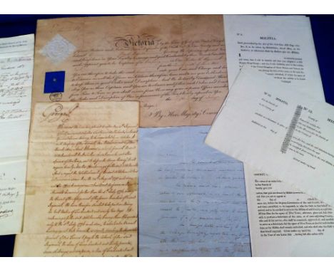 Military Ephemera, a receipt dated 1794 for candles supplied to troops on the Isle of Wight, 3 documents circa 1820 'Notice T