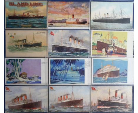 Postcards, a shipping selection of approx. 24 cards all liners inc. Bland Line Chromo advert, S.S. Gibel Sarsar Casablanca Se