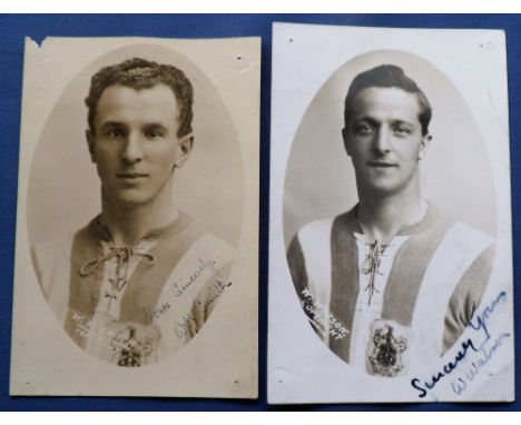 Football postcards / autographs, Huddersfield Town, 2 player portrait images WH Smith and W Watson, c. 1920s, both with origi