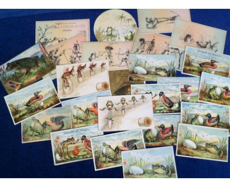 Ephemera, Tony Warr Collection, 25 Victorian greetings and trade cards all featuring frogs. Subjects include 3 Coats Cotton c