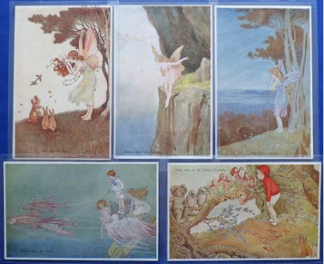 Postcards, a selection of 5 cards of fairies illustrated by Ida R and G Outhwaite published A &amp; C Black series 75 (2), se