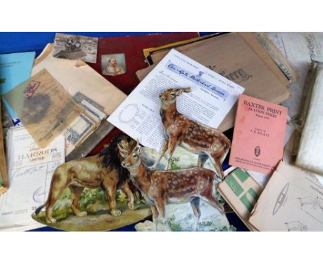 Ephemera, a collection of early 19th C ephemera to include 1920s and 30s Harrods receipts (approx. 20), 5 indentures dating b