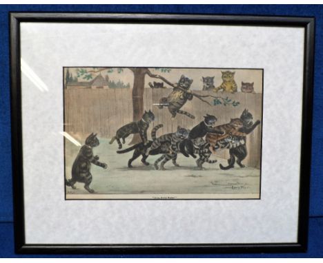 Louis Wain, framed and glazed, hand coloured 1895 print 'Jump Jimmy Nacker' (vg)