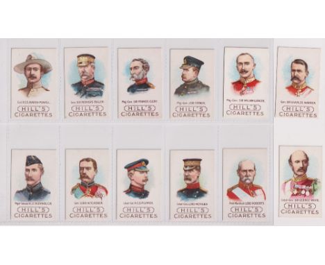 Cigarette cards, Hill's, Boer War Generals (set, 12 cards) inc. Baden-Powell (vg) 