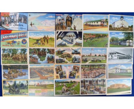 Postcards, an interesting collection of approx. 55 mainly WW2 period American Military, aviation and Naval cards inc. parachu
