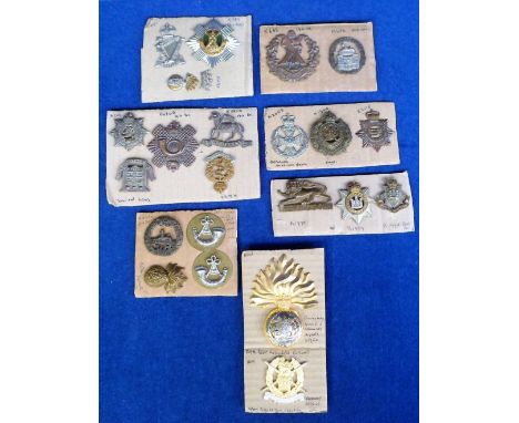 Militaria, 22 metal badges to include Royal Regt. Fusiliers, The King's Own, Ox and Bucks collar badges, The Queen's Army Ord