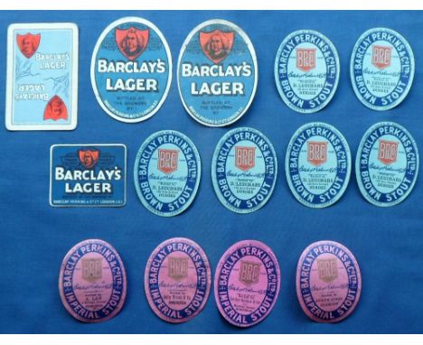 Beer labels, a selection of older labels from Barclay Perkin's &amp; Co Ltd inc. Barclay's Lager, Imperial Stout &amp; Brown 