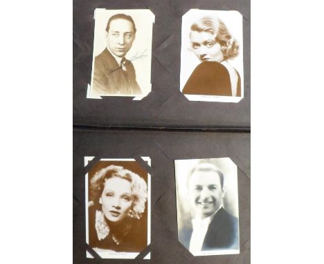 Postcards, a mixed collection of approx. 180 subject cards in vintage album, mostly theatre &amp; cinema stars, also a few te