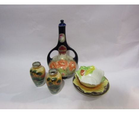 A selection of Noritake wares including vases, a mayonnaise dish with saucer and a plate together with a Royal Nippon decante