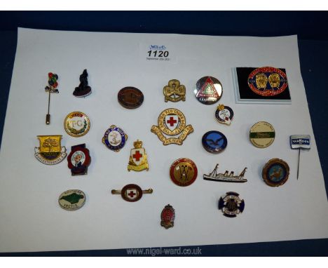 A quantity of enamel badges including; Teddy Tails, Red Cross, Girl Guides, etc.