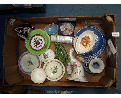 A quantity of china to include; Old Royal Worcester pin dish with flower (chip to rim), Beswick lettuce bowl, Sylvac leaf sha