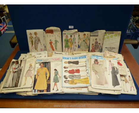 A box of vintage sewing patterns to include; Vogue, Couturier Design, Vogue Americana, Butterick, Simplicity, etc.