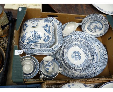 A Woods &amp; Sons 'Yuan' pattern part dinner service including three tureens (one with lid) graduated meat plates, four bowl