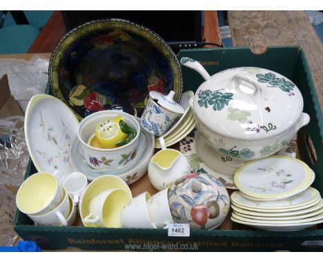 A box of mixed china to include; Royal Worcester Evesham souffle dish and bowls, Royal Winton 'Toscana' soup tureen with ladl