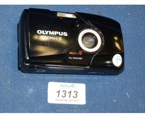 An Olympus Mju-ll 35 mm film camera.