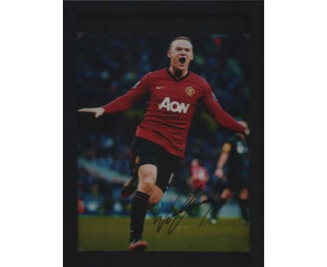 Football, Wayne Rooney signed 13x10inch overall framed colour photo pictured while playing for Manchester United. Good condit