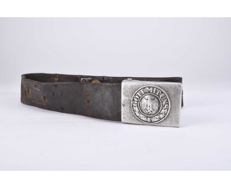 Germany, Third Reich. Army (Heer) Other Ranks aluminium belt buckle by Dr. Franke &amp; Co (Dr. F.&amp;Co), with black leathe