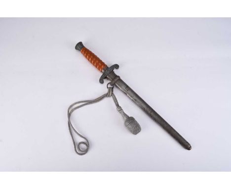 A late Second World War German Third Reich Army Officer's Dagger, the 25.5cm plated magnetic blade etched with maker's mark '