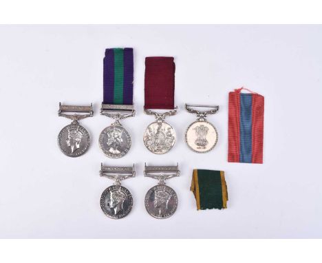 A group of single campaign medals, comprising four General Service 1918-1962, one with erased naming, the others to "3448 SI.