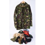 A group of military caps and uniform