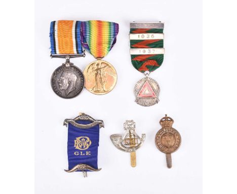 Local interest - A First World War medal pair of 1914-18 War Medal and Victory Medal to "2707 PTE. W. SANDALLS SHROPS. YEO.";