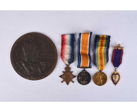 LOCAL INTEREST. A First World War Killed in Action medal trio with death plaque to 17479 Private Frank Lamb, 5th Battalion Ki