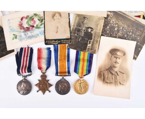 A poignant First World War M.M Killed In Action medal group with death plaque and related letters. Corporal George Jay, Milit