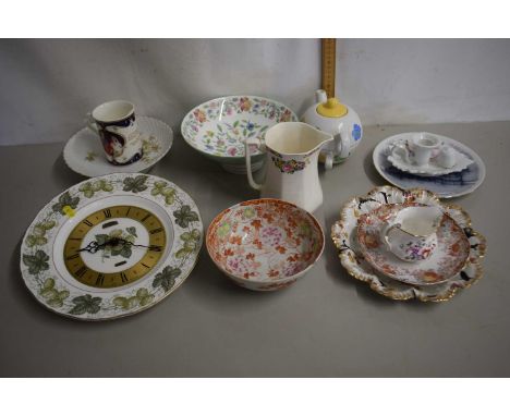 Mixed Lot: Royal Worcester wall clock, various assorted ceramics to include Minton Haddon Hall and others