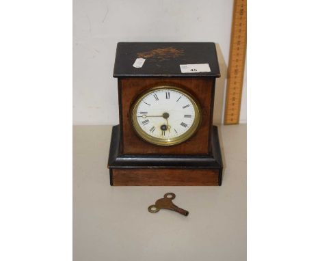 Late 19th century mantel clock in walnut and ebonised case fitted with brass French movement marked Barillet Independant BSGD