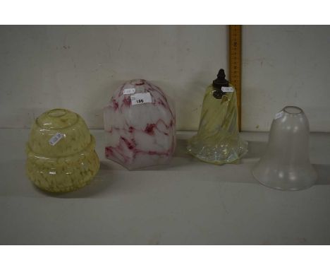 Group of four various glass light shades