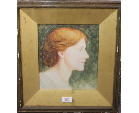 PRE-RAPHAELITE SCHOOL (LATE 19 EARLY / 20TH CENTURY). Portrait of a girl, monogrammed upper right, watercolour, framed and gl