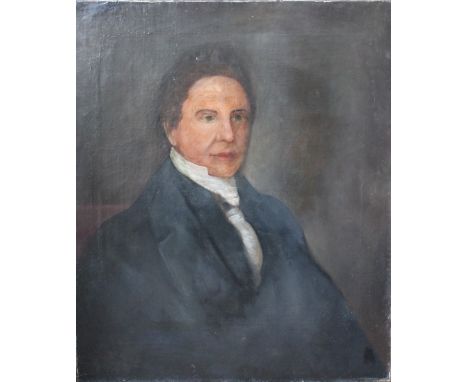 ENGLISH SCHOOL (XIX).  Portrait of a gentleman, oil on canvas, unframed, 75.5 x 63 cm