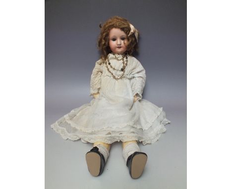 A WITSCH NO 201  GERMAN BISQUE HEADED DOLL, impressed marks to back of head, sleeping eyes, composite jointed body, H 61 cm