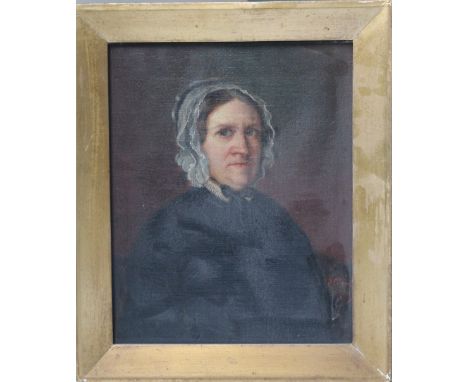 A LATE 19TH / EARLY 20TH PORTRAIT STUDY OF GERTRUD RIGGENBACH, see verso, indistinctly signed and dated lower right, oil on c