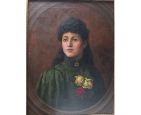 WILLIAM HOUNSUN BYLES ()1872 - 1916).  A 19th century oval portrait study of a young woman, oil on canvas, signed lower left,