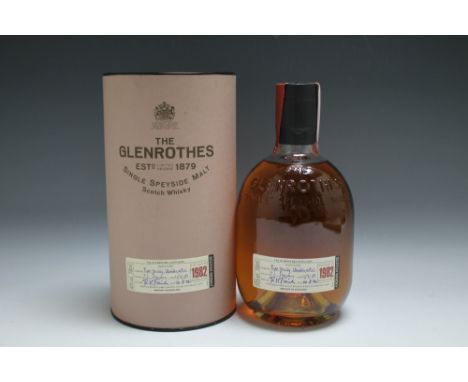 ONE BOTTLE OF 1982 GLENROTHES SINGLE SPEYSIDE MALT SCOTCH WHISKY, complete with presentation tube