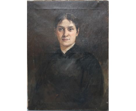 LEON PHILIPPET (1843 - 1906).  Belgian school, portrait study of a young woman, signed and dated 1881 lower left, oil on canv