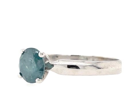 WHITE GOLD RING 14K 2.20 GR WITH 1.05 CT INTENSE BLUE/I1-3 CERT - RNG20302
