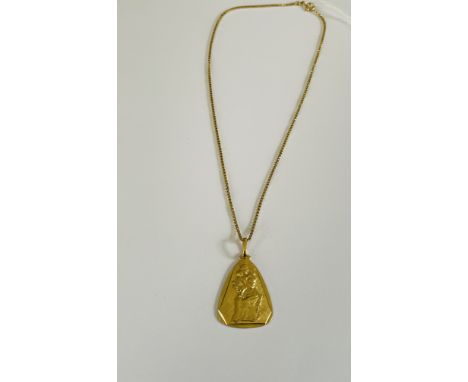 RIGID CHAIN WITH CHILD AND MOTHER PENDANT - PEN218K GOLDTHOUGHT ENGRAVED ON THE BACK "GOLD RELUCTANTLY REPLENISH THE GEMS ONL