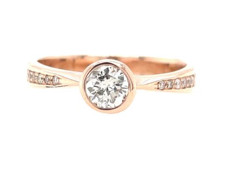 ROSE GOLD RING 14K 3.52 GR WITH DIAMOND 0.32 + 0.09 CT CERT ABSENT - RNG20216