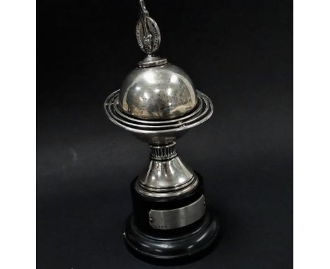 An unusual silver trophy in the form of a globe, upon black socle, Birmingham 1951, height 18cm.