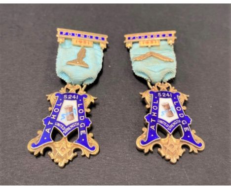 A pair of silver gilt and enamel masonic jewels for Athol Lodge No.5241, by G. Kenning &amp; Son, London, both Birmingham 193