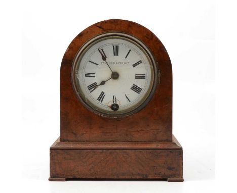 Victorian walnut mantel clock, domed case, circular enamelled dial signed Camerer Kuss &amp; Co., Winterhalder &amp; Hofmeier
